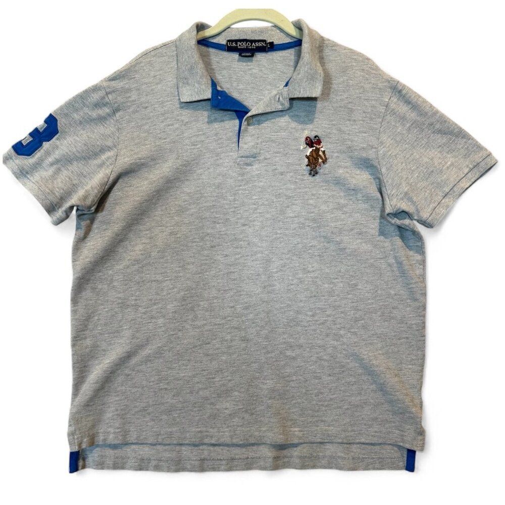 U.S. Polo Assn. Classic Fit Polo Shirt Gray with Embroidered Horsemen Large